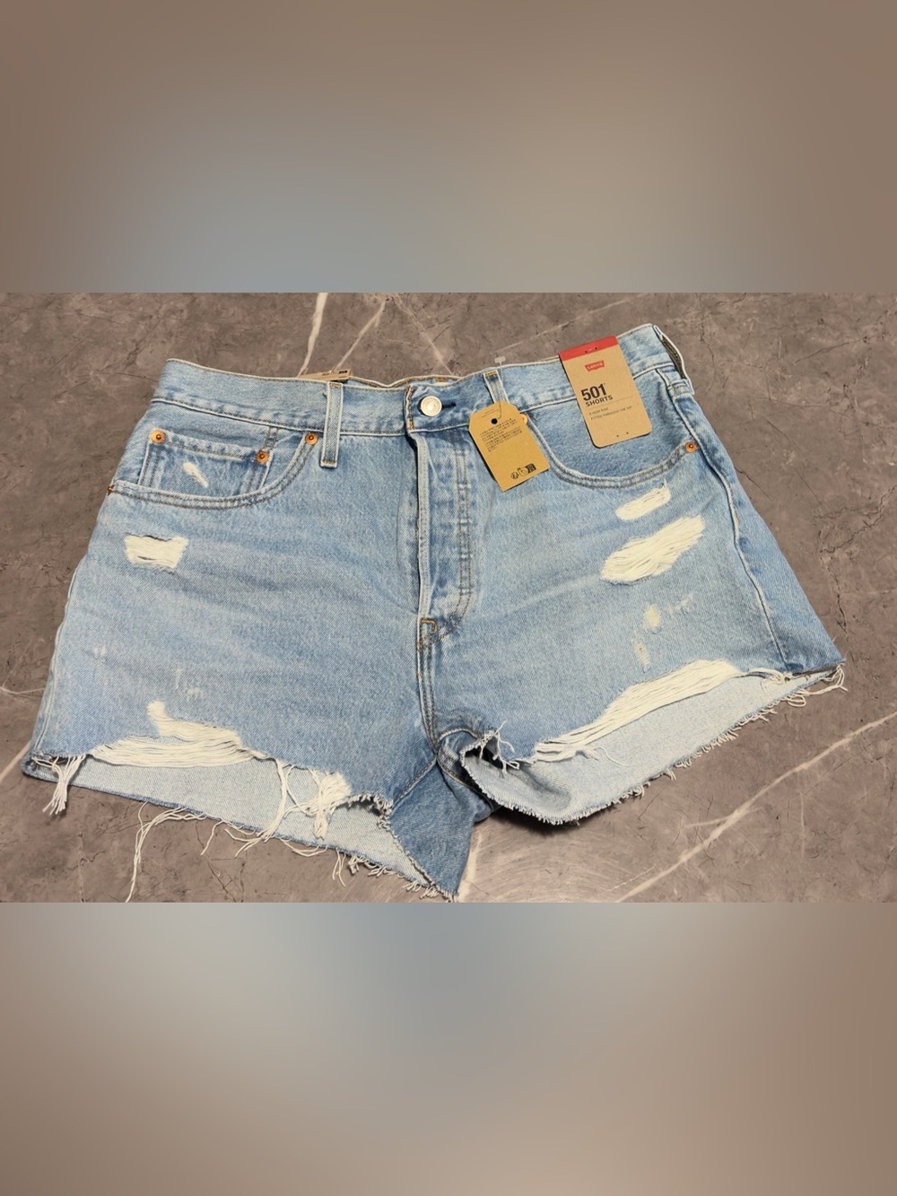Levi's Light Blue Distressed Denim Jean Shorts - Women's